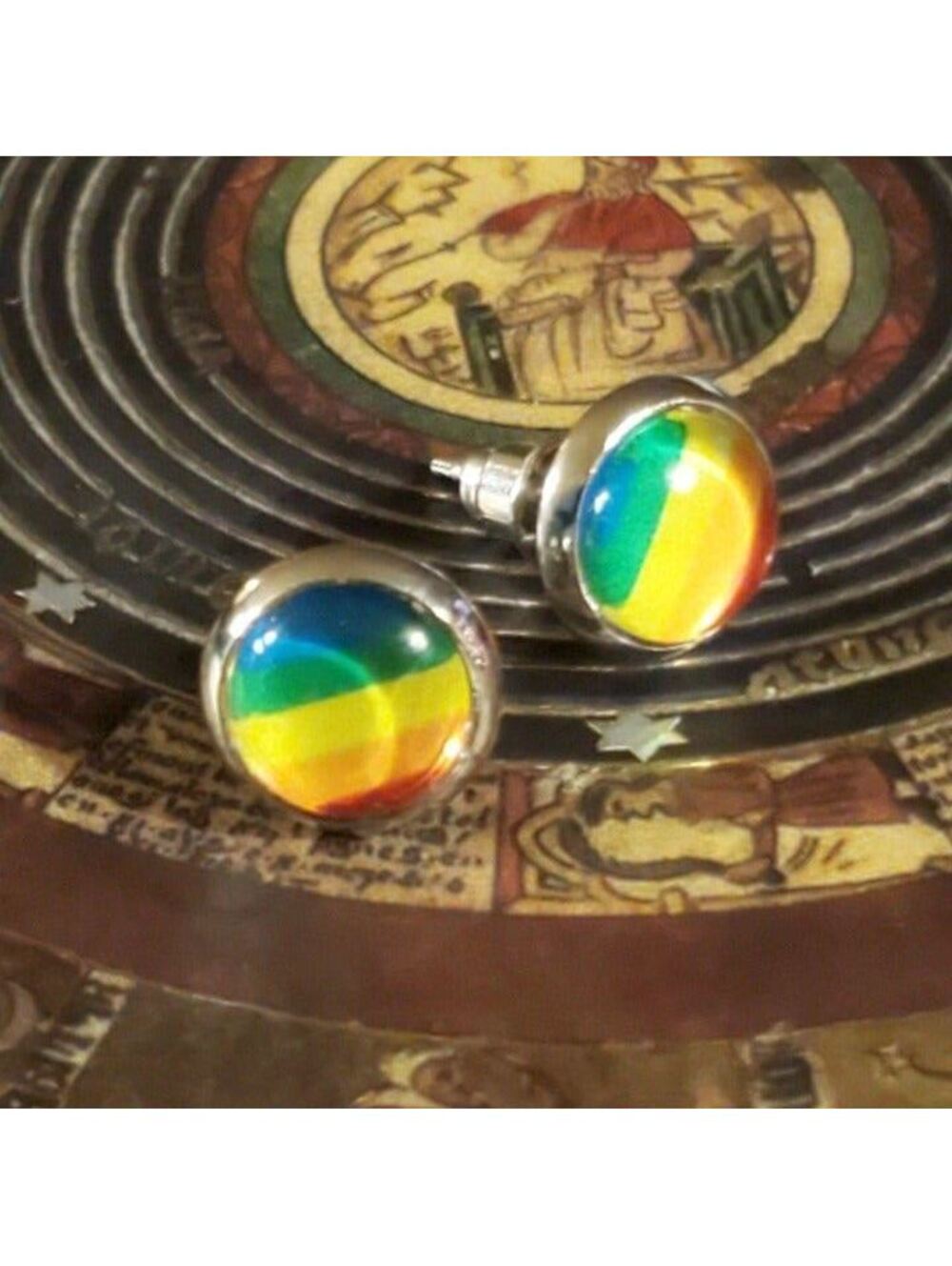 LGBTQ Rainbow Pride Glass Stud Earrings